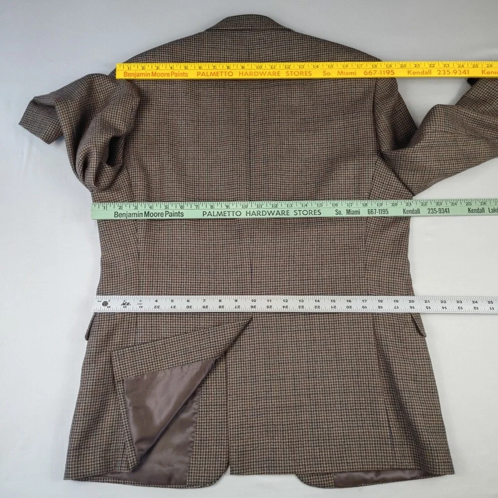 Lauren Ralph Lauren Sport Coat Men's 40R 100% Wool Brown Houndstooth Blazer